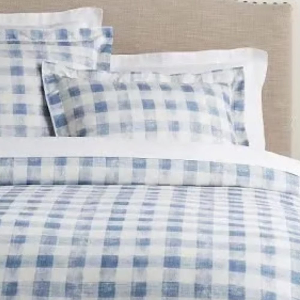 Pottery Barn Rhett Check Organic King Duvet Cover Buffalo Plaid with Shams